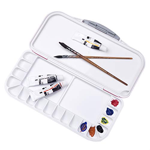 18-Well Premium Watercolor Paint Palette, Travel Portable Folding Paint Palette Box with 1+2 Mixing AreasÂ for Watercolor, Acrylic & Oil Paint - Nice Gift for Kids, Adults & Artists (Pink)