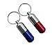 2 Pack Waterproof Pill Fob Medium Size Keychain Pill Holder, Charm Pendant Emergency Aspirin Holder, EDC Accessory Pill Case Capsule(Blue + Red)