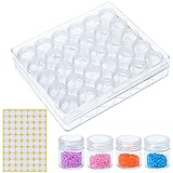 Aneco 30 Pieces Jars Diamond Painting Storage Box Bead Storage Containers Set Diamond Painting Accessory Box with 70 Pieces Label Sticker