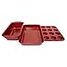 casaWare Toaster Oven 3pc Set (Baking, Loaf and Mini Muffin Pan 12 Cup) (Red Granite)