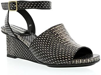 Dries Van Noten Off White-Black Snake Print Leather Ankle Wrap Sandal