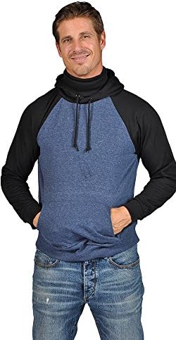 ARSNL Mens Two Tone Hooded Scarf Sweater - Navy Black (XL)
