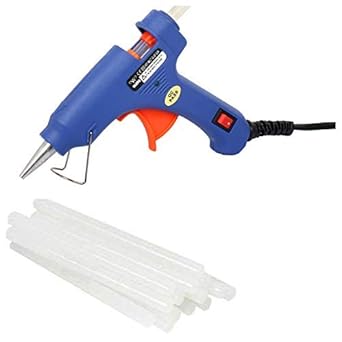 Wadro 20W Hot Melt Glue Gun With On Off Switch And Led Indicator (Blue Gun With 10 Sticks)