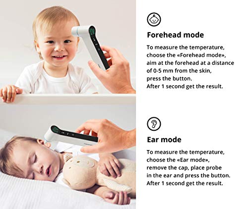 Digital Infrared Forehead and Ear Thermometer by PARAMED - Accurate, Instant Scan Dual Function Medical Thermometer - Backlight Display with Fever Alarm - Clinically Calibrated for Adult Kids Infant