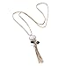 eManco Bohemian Geo White Natural Stone Alloy Chain Tassel Pendant Long Necklaces for Women