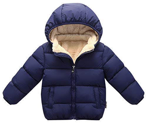 Happy Cherry Boy Down Jacket Windproof Snowsuit with a Removable Hood for Winter Hiking Skiing Dark Blue Small