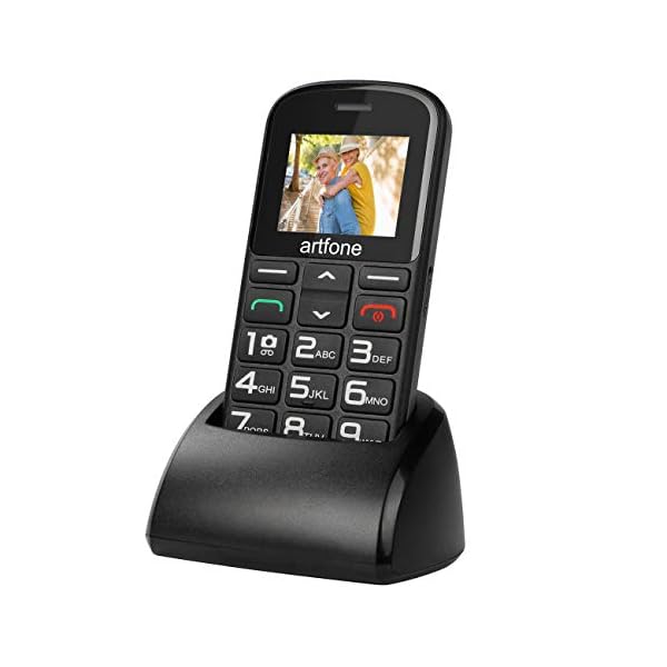 Mobile-Phone-for-Elderly-People-artfone-1400mAh-Battery-Big-Button-Mobile-Phones-Dual-SIM-Unlocked-SOS-Button-Torch-Side-Buttons-Camera-and-Charging-Dock-Black artfone Mobile Phone for Elderly People, 1400mAh Battery Big Button Mobile Phones Dual SIM Unlocked, SOS Button, Torch…