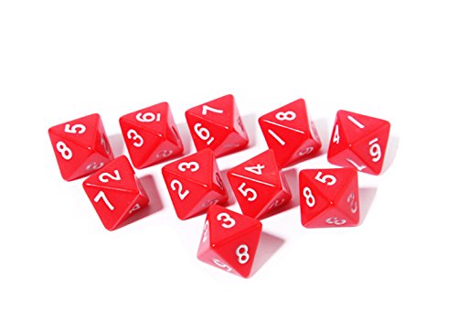 Ent Mart Trpg Game Rpg Polyhedral Standard Size Dice Opaque Red 8 Sided D8 Pack Of 10 Buy Online In Bahamas At Bahamas Desertcart Com Productid