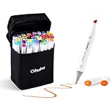 Ohuhu 40-color Alcohol Marker, Dual Tips Permanent Art Markers for Kids, Highlighter Pen Sketch Markers for Drawing Sketching Adult Coloring, Alcohol-based Markers, Great Christmas Gift Idea