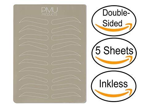 PMU Cosmopolitan Pack | Microblading Practice Skin Double-Sided | Professional Realistic Hairstroke Tattoo Latex | Special Variety Eyebrow Designs For Cosmetic Tattooing (White - 5)