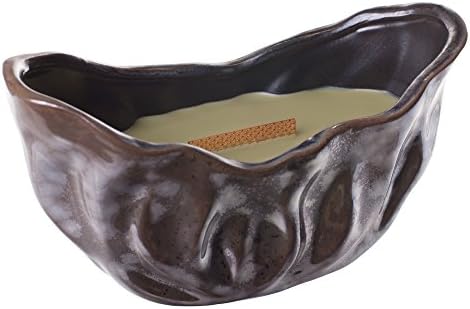 APPLEWOOD - Woodwick Premium HearthWick Flame Scented Candle in Handcrafted Rippled Sienna Vessel - Medium 10 oz