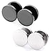 Joybeauti 12mm Stainless Steel Tapers Cheater Faux Fake Ear Plugs Gauges Stud Earrings Pack of 2 Pairs (Black & Steel)