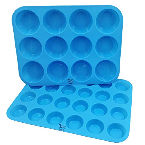 Rubber Cake Pans. 2Packs Silicone Mini Muffin Pan Silicone Cupcake
