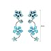Glamorousky Blue Flower Shape Earrings with Blue Austrian Element Crystals