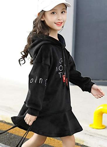 子供服 パーカー 女の子 プルオーバー ワンピース キッズ ドレス 長袖 秋冬 裏毛 厚手 ベロア 膝丈 フード付き 英字 プリント ゆったり B07jhjpcbt 1 5円 大人気 New Arrival 最安値挑戦 年中無休 高品質 通販