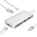 USB C Hub, Letscom 7 ports Type C Hub with USBC Charging Port, HDMI Port, 3 USB 3.0 Ports, SD & MicroSD Card Reader, Portable for MacBook Pro, Chromebook Pixel and More Type-C Devices (Silver)