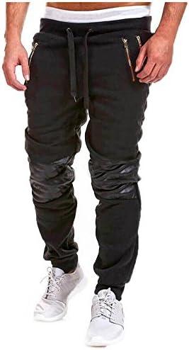 UBBC Men's Jogger Pants Zipper Active Casual DrawString Baggy Add Thick Corduroy Long Trouses(Black,XXL)