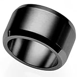 15mm Stainless Steel Matte Black Brushed Ring (black-rhodium-plated-stainless-steel, 10)