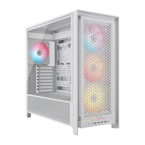 CORSAIR Frame 5000D RS ARGB Modulares Hohem Luftstrom Mid-Tower-PC-Gehaeuse – 4X Vorinstallierte RS-Luefter, InfiniRail-Luefterbefestigungssystem, Kompatibel mit Reverse-Connector-Mainboards – Weiss