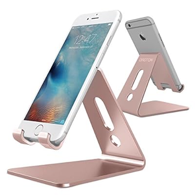 [Updated Solid Version] OMOTON Desktop Cell Phone Stand Tablet Stand, Advanced 4mm Thickness Aluminum Stand Holder for Mobile Phone and Tablet (up to 10.1 inch),