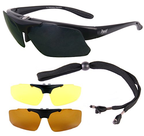 Rapid Eyewear Rx Polarized Rx Sport Sunglasses Frame for Spectacle Wearers, With Interchangeable Lenses. For Men & Women. UV400 Protection