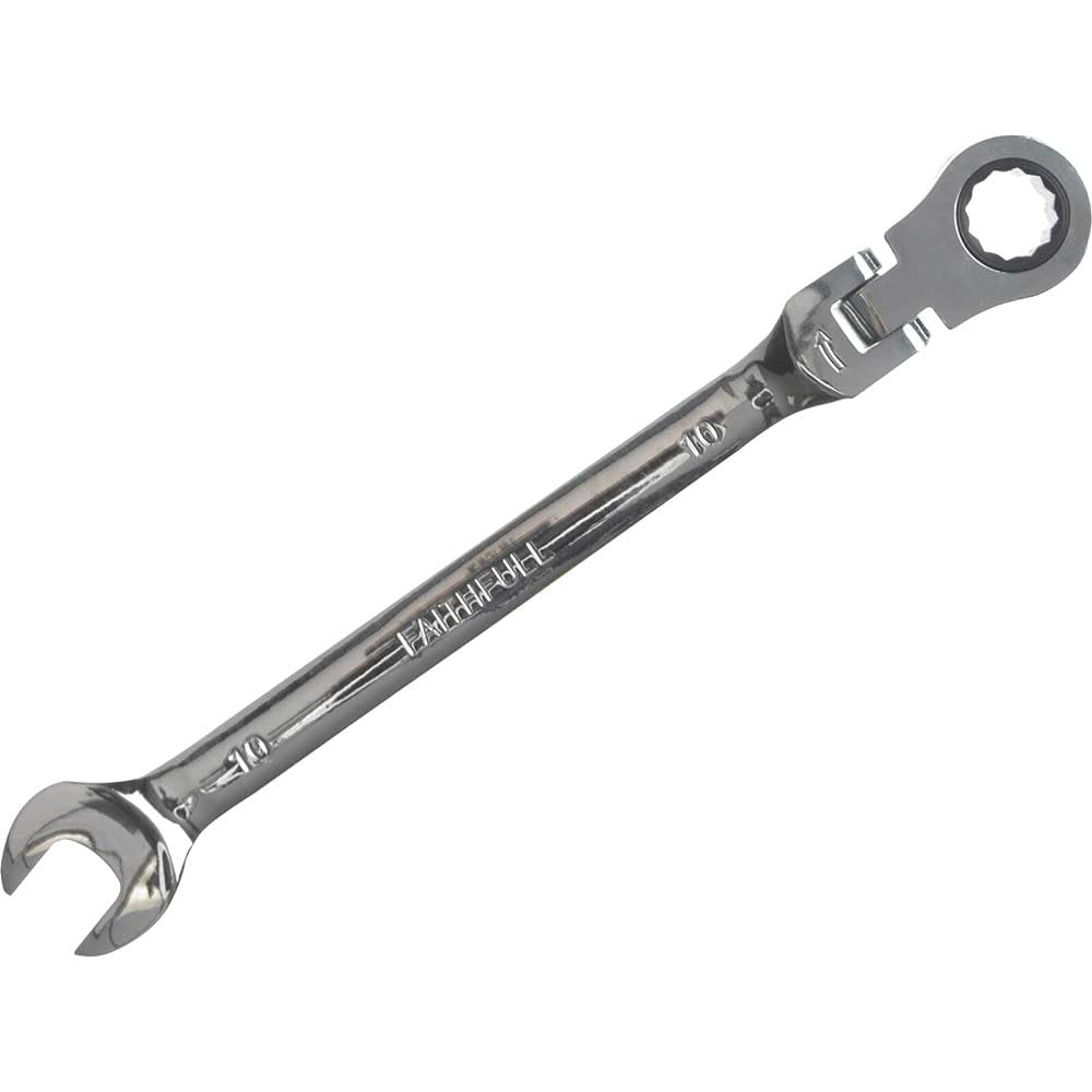 Faithfull Flex Head Ratchet Combination Spanner 10mm Multi Colour