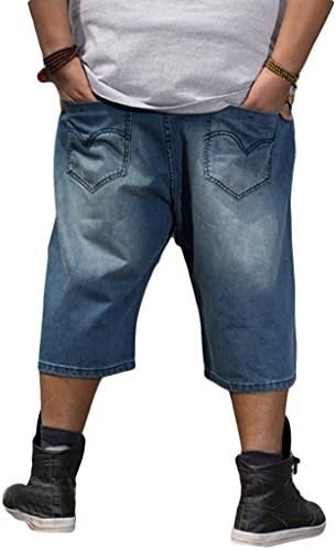 Sexyggs Men's Summer Plus Size Demin Blue Jeans Cargo Shorts