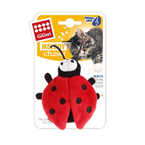 Gigwi Chirpy Beetle Sound Cat Toy, Interactive Squeaking Beetle Cat Toys Melody Chaser Play N Squeak Kitten Toy for Boredom