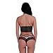iEFiEL Women Lace Impress Lingerie Flower Bra Panty Set (Black)