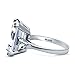 BERRICLE Rhodium Plated Sterling Silver Emerald Cut Cubic Zirconia CZ 3-Stone Engagement Ring
