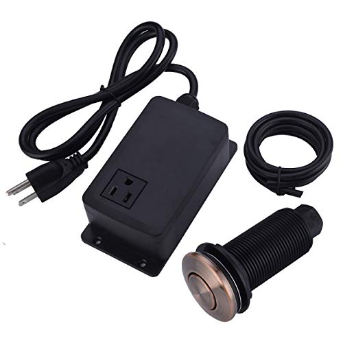 SINKINGDOM Garbage Disposal SinkTop Air Switch Kit with Long Button,Brass Made Cover,Antique Copper