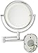 JERDON Wall-Mounted Chrome Makeup Mirror with LED Lighting – 5X-1X Magnification & 14” Extension - Direct Wire - Model HL65CD