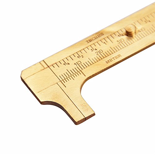 Shuxy Retro Vernier Caliper Copper Alloy Mini Brass Sliding Pocket Caliper Metal Double Scale for Measuring Gemstones and Jewelry Components Bead Wire Guitar Repair 120 mm/4.75"