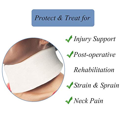 Cervical Neck Collar Soft Foam Support Soft Neck Brace Collar for Sleeping Relieves Neck Pain and Spine Pressure(White M)