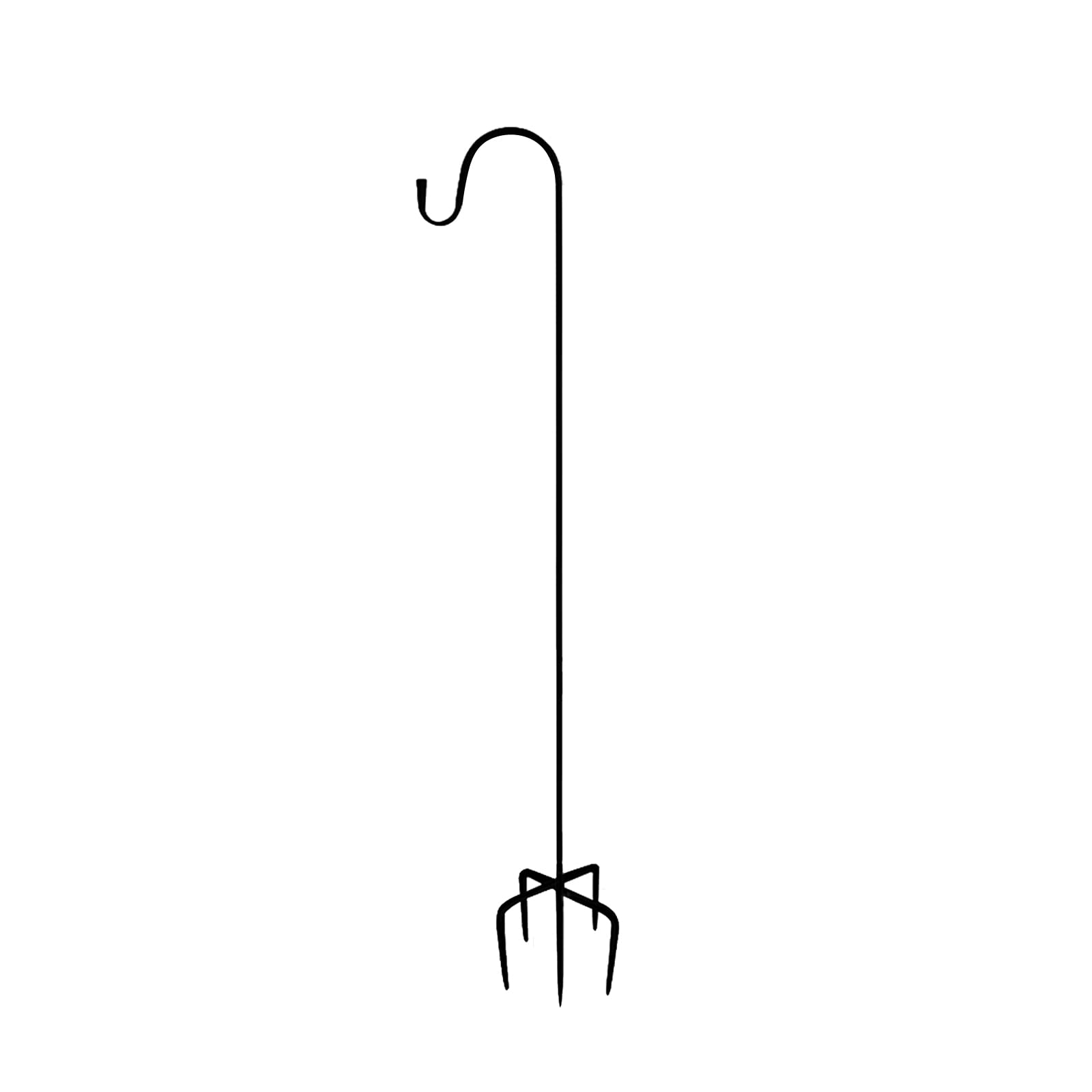 YQYAZL 63 Inch Outdoor Shepherd Hook with 5 Prong Base, Adjustable Heavy Duty Tall Garden Hooks Pole for Bird Feeder Solar Light Plant Hanger Wedding Decor Black