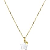 Hebelee Tiny Sea Shell Star Pendant Necklaces for Women 925 Sterling Silver Gold-Toned Link Chain Small Cute Ball Choker Necklace Chic Dazzling Ocean Jewelry for Beach Party 18 Inches