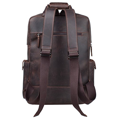 SZONE Men Vintage Genuine Leather Backpack Daypack Multi Pockets Travel Bag Buy Online in UAE