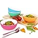 Kids Tempered Glass White Bowls with Silicone Sleeve - Suitable for Kids/Toddler/Baby Feeding - Microwave & Dishwasher Safe - Tempered Strong Glass - Non Slip - Cereal/Soup/Snack Dishes