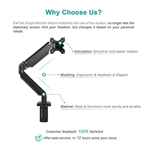 EleTab Single Monitor Desk Mount Stand Articulating Full Motion
