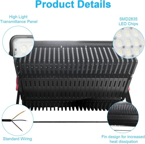400W Reflectores Led Exteriores,con Interruptor, IP66 Water Proof, para Parques de Atracciones, Jardines, Garajes, Plazas, Fábricas, Estadios, Patios (Sin Enchufe)