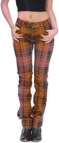 My Christy Women's Tartan Checked Skinny Jeans Orange And Black (Us 14 / Uk 16)