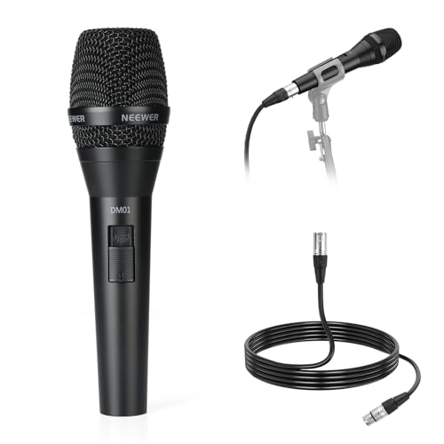 NEEWER DM01 Cardioid Dynamic Microphone with XLR Cable for Podcast Singing PC Gaming Streaming Studio Vocals, Speeches, Live Performances, 600Ω +/- 30% Impedance, 100Hz-10KHz Frequency Range