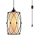 HMVPL Vintage Pendant Lighting Fixture with Plug in Hanging Cord and Dimmer Switch, Farmhouse Cage Hanging Chandelier Industrial Swag Ceiling Lamp for Kitchen Island Dining Table Bed-Room Entryway