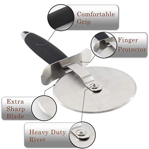SOLEADER Large Pizza Cutter Wheel,4 Inch Blade,Food-grade Stainless Steel, Heavy Duty, Sharp, Non-slip Handle