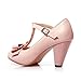 Susanny Women's Chic Sweet Round Toe T-Strap Bows Adorable Buckle High Cone Heel Mary Janes Dress Pink Pumps 8 B (M) US