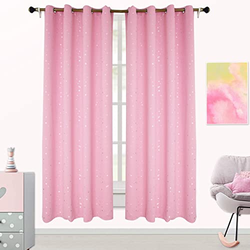 ZJXSNEH Shiny Silver Star Moon Blackout Curtains