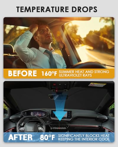 Front Sun Visor Compatible with Peugeo-t 2008 e-2008 2020-2023 2024 2025 2026 Sun Visor for 2008 with UV Protection, Cooling