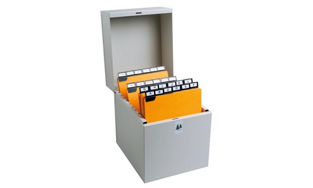 Exacompta - Ref 54712E - Vertical Record Card Filing Box - 175 x 135 x 210mm in Size, Suitable for A6 (148 x 105mm) Record Cards, Holds Approximately 500 Cards - Grey — image 1