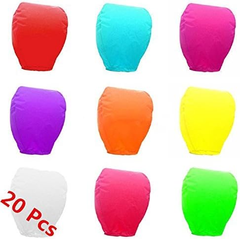 Sky Flying lanterns Wishing Lamp Multicolor Color Wish Paper Hot Air Balloon Party for Wedding Birthday Christmas Party(20 Pcs)