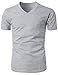 H2H Mens Short Sleeve Basic Slim Fit Tri-Blend or Cotton V Neck T Shirts Gray US L/Asia XL (KMTTS0481)